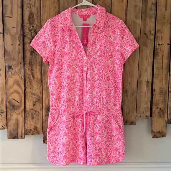 NWT Lilly Pulitzer Jorgie Romper Pink Shandy Invest a Gator...